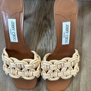 Jimmy Choo Chara 70 Crochet Sandals Size 38 1/2